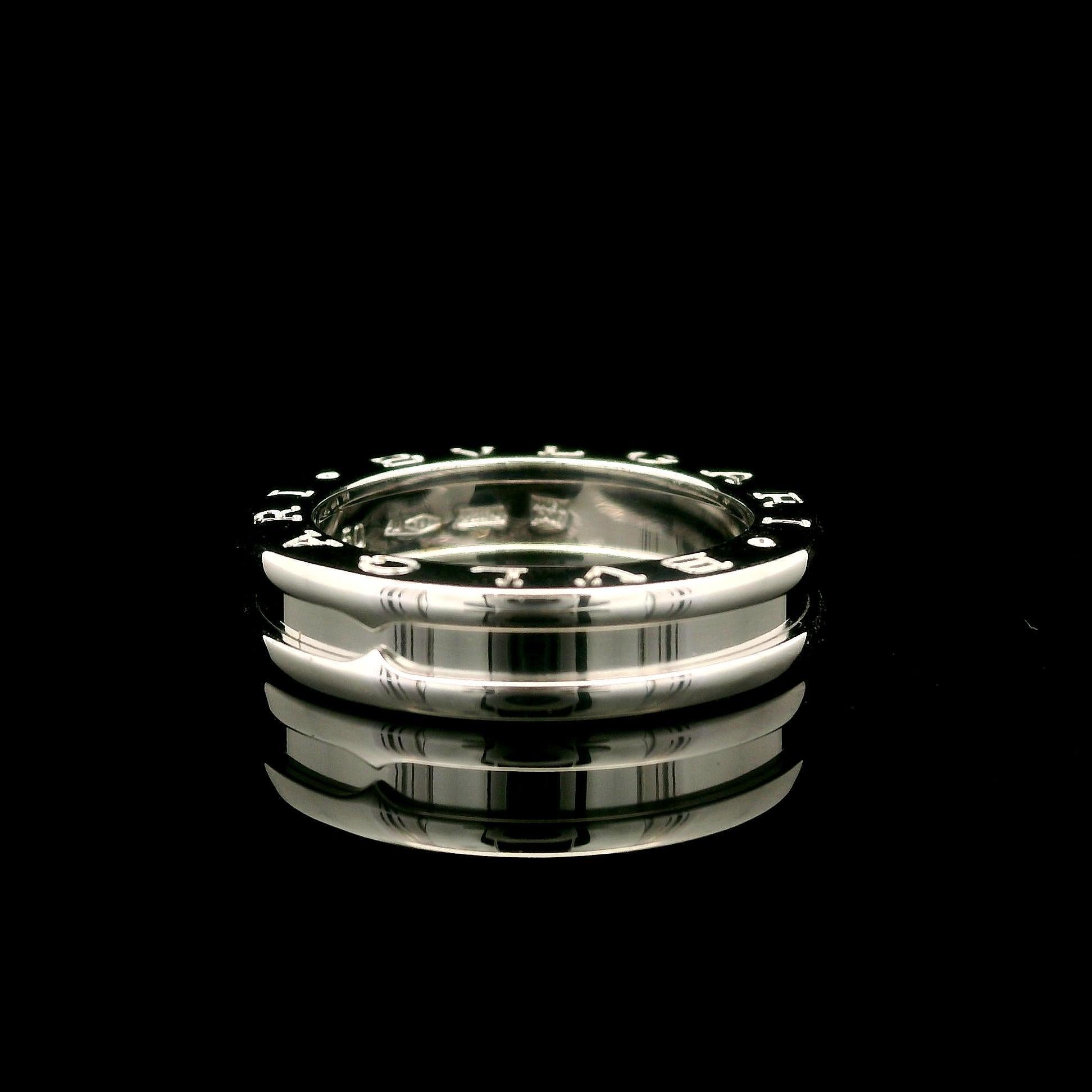 Bulgari, bague à anneau B Zero 1 en or blanc massif 18 carats 4,9 mm, taille 50 Pour femmes en vente