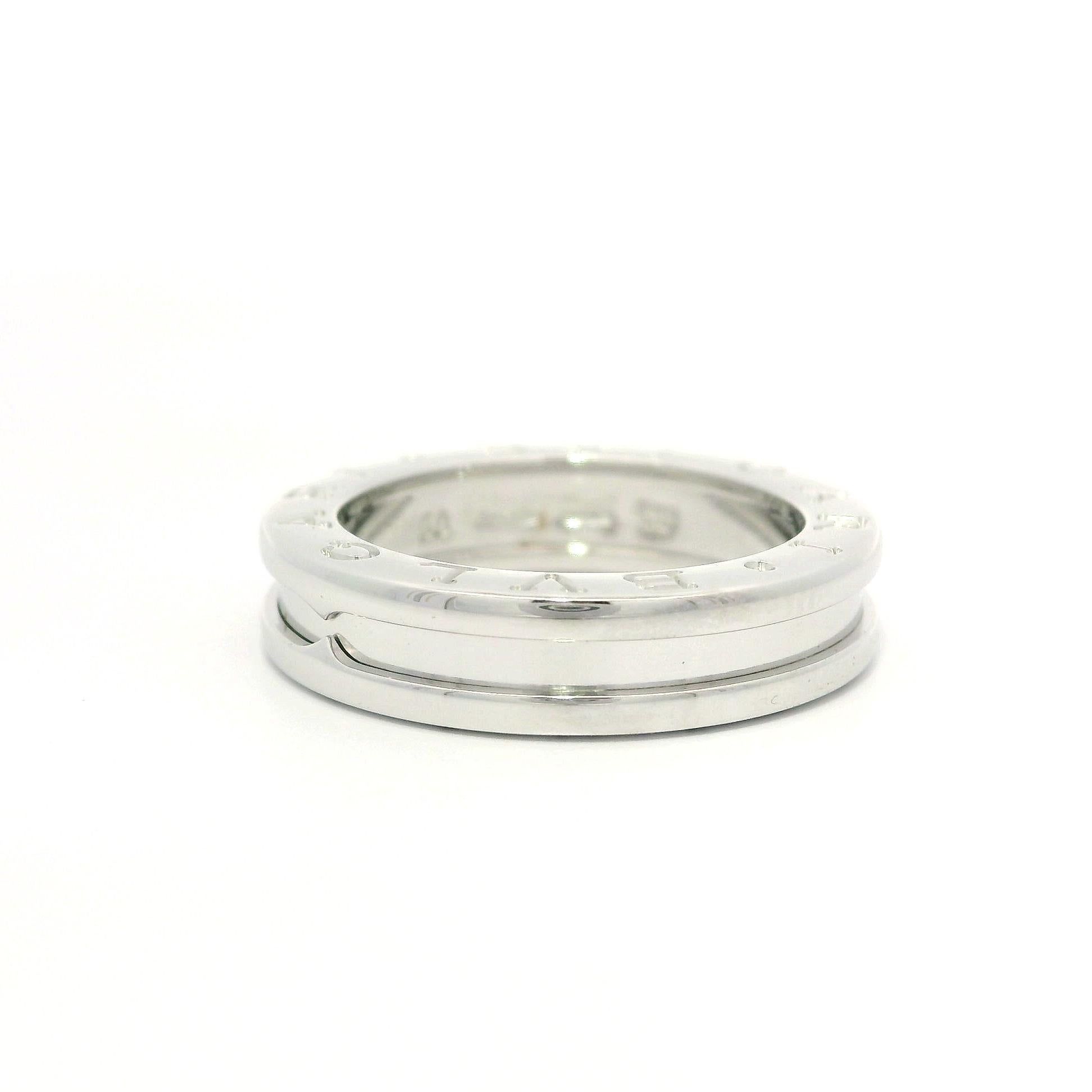 Bulgari, bague à anneau B Zero 1 en or blanc massif 18 carats 4,9 mm, taille 50 en vente 2