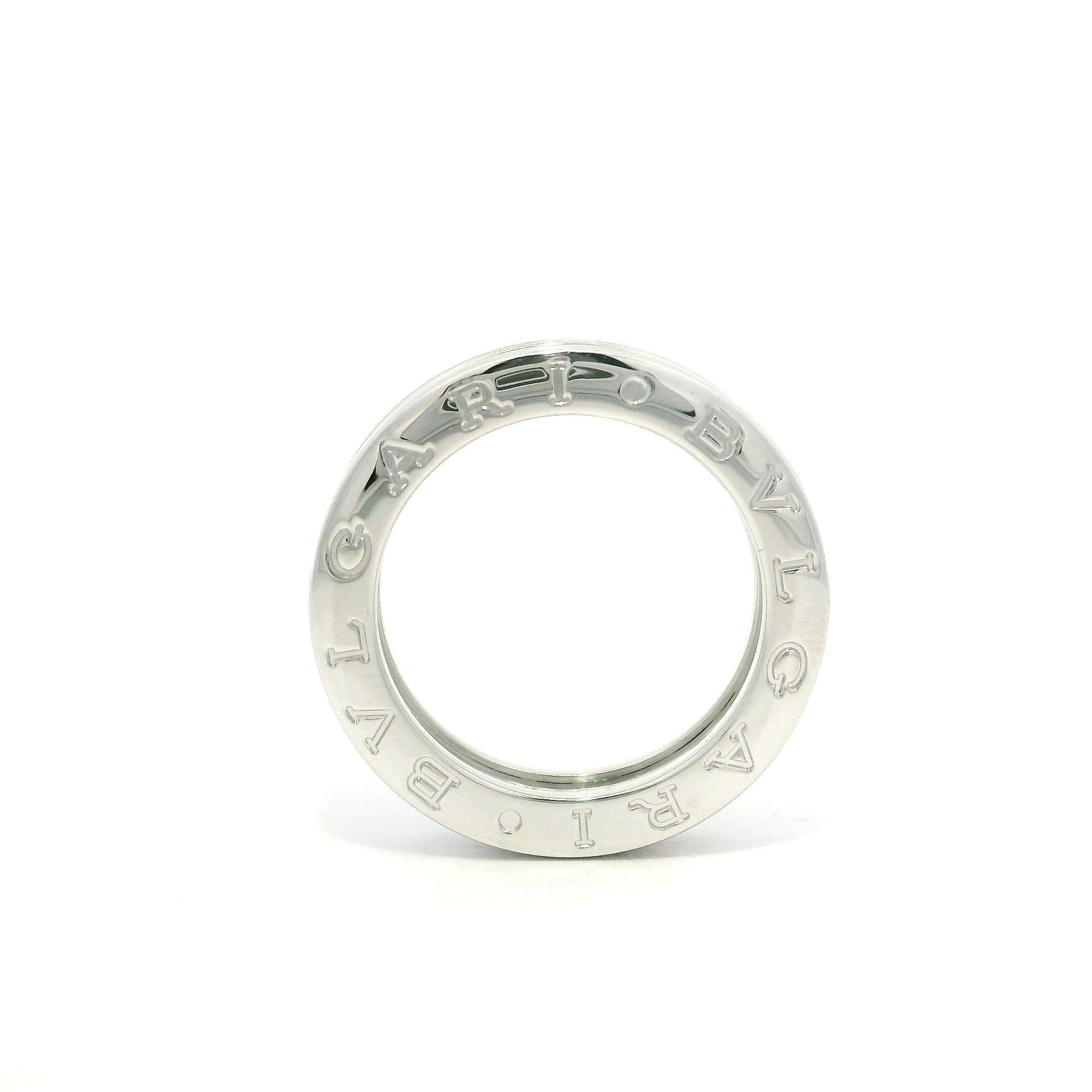 Bulgari, bague à anneau B Zero 1 en or blanc massif 18 carats 4,9 mm, taille 50 en vente 3