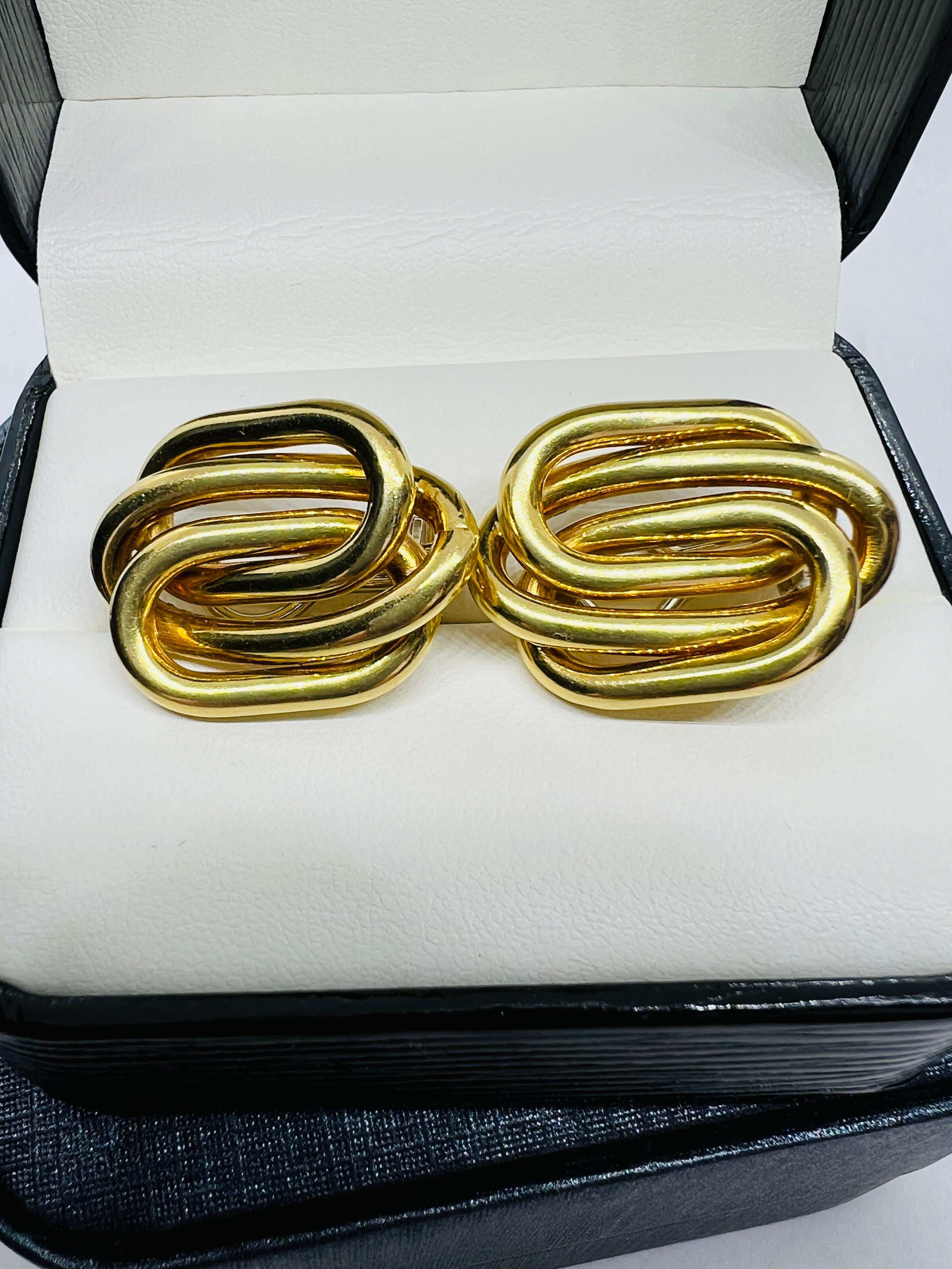 Designer Bvlgari 18K Yellow Gold Mid Century Modern Clip On Earrings 13.5 grams  1