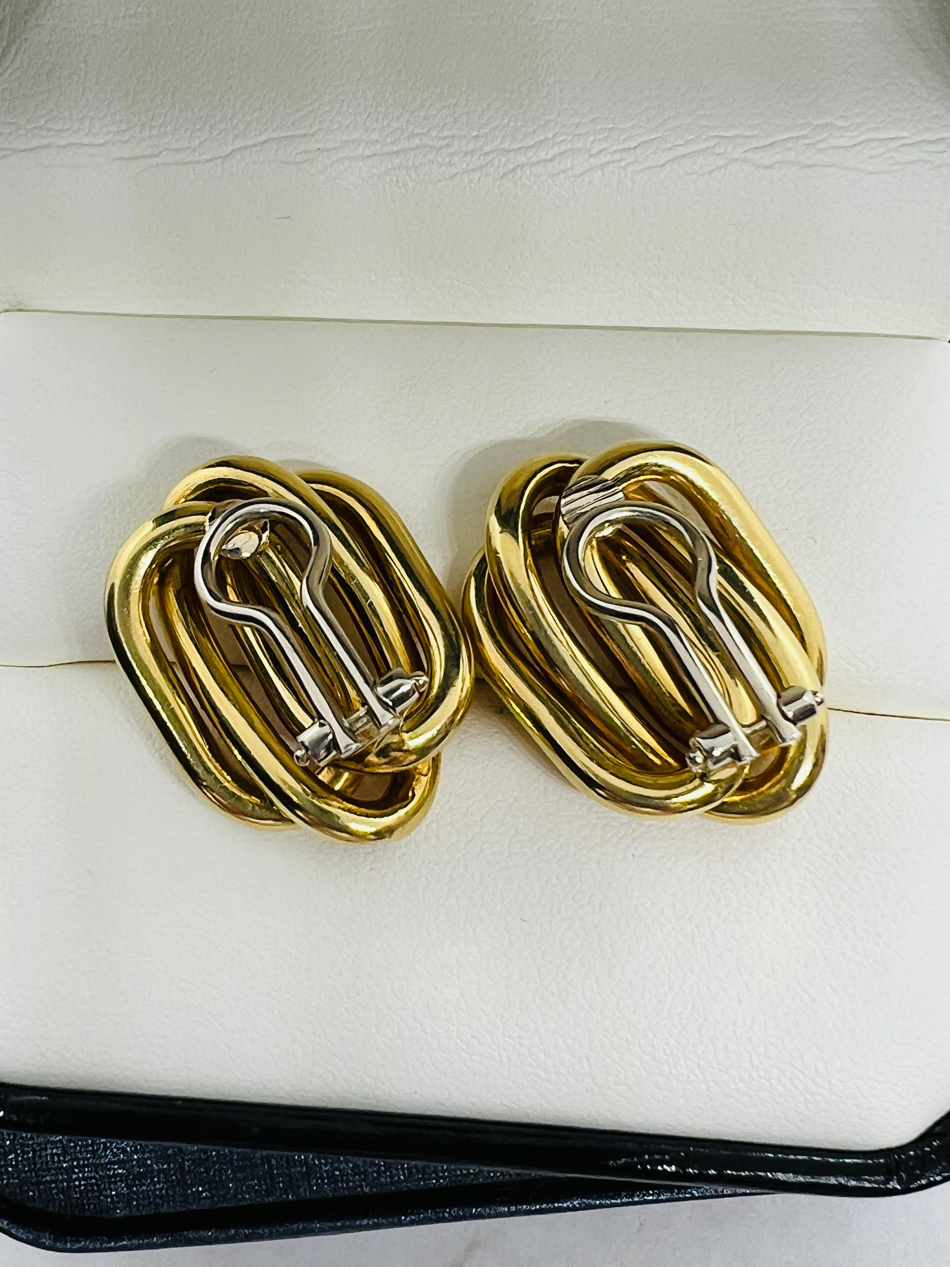 Designer Bvlgari 18K Yellow Gold Mid Century Modern Clip On Earrings 13.5 grams  2