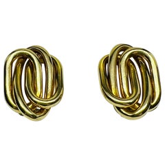 Designer Bvlgari 18K Yellow Gold Mid Century Modern Clip On Earrings 13.5 grams
