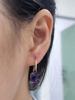 Designer Carat Jewellery 14K Yellow Gold Amethyst Earrings, 14.06 Ct