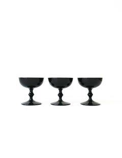 Italian Murano Black and White Champagne Coupes Glasses by Carlo Moretti