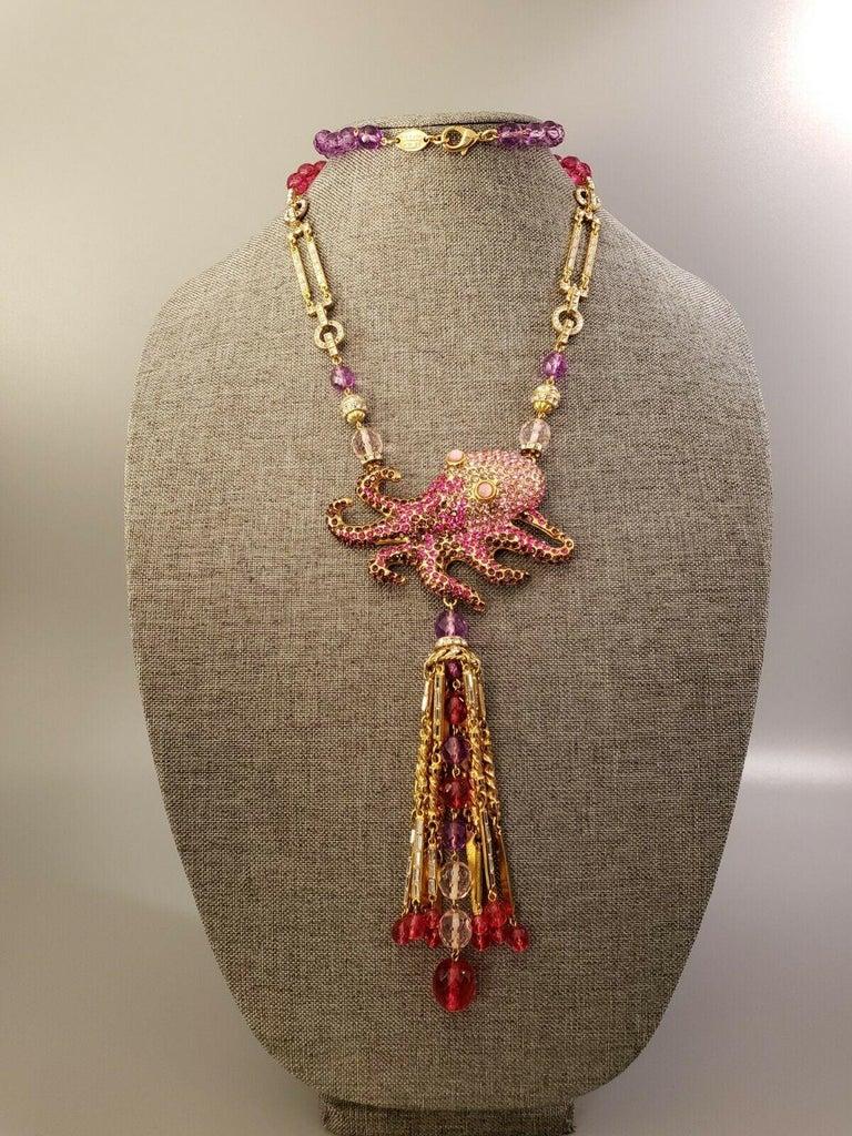 Designer Carlo Zini signierte Octopus Vintage Laufsteg Kristall-Halskette Italien (Modernistisch) im Angebot