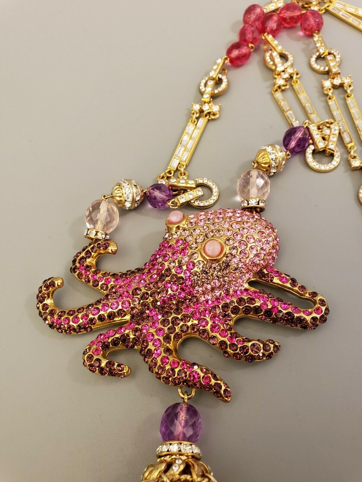 Designer Carlo Zini signierte Octopus Vintage Laufsteg Kristall-Halskette Italien im Zustand „Hervorragend“ im Angebot in Montreal, QC
