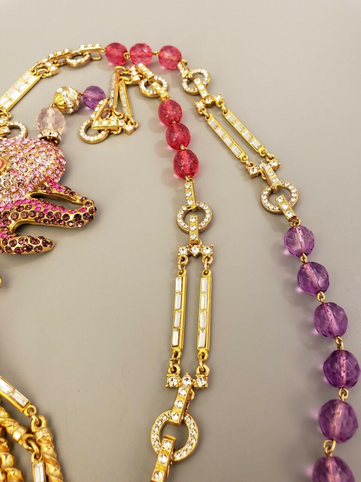 Designer Carlo Zini signierte Octopus Vintage Laufsteg Kristall-Halskette Italien Damen im Angebot