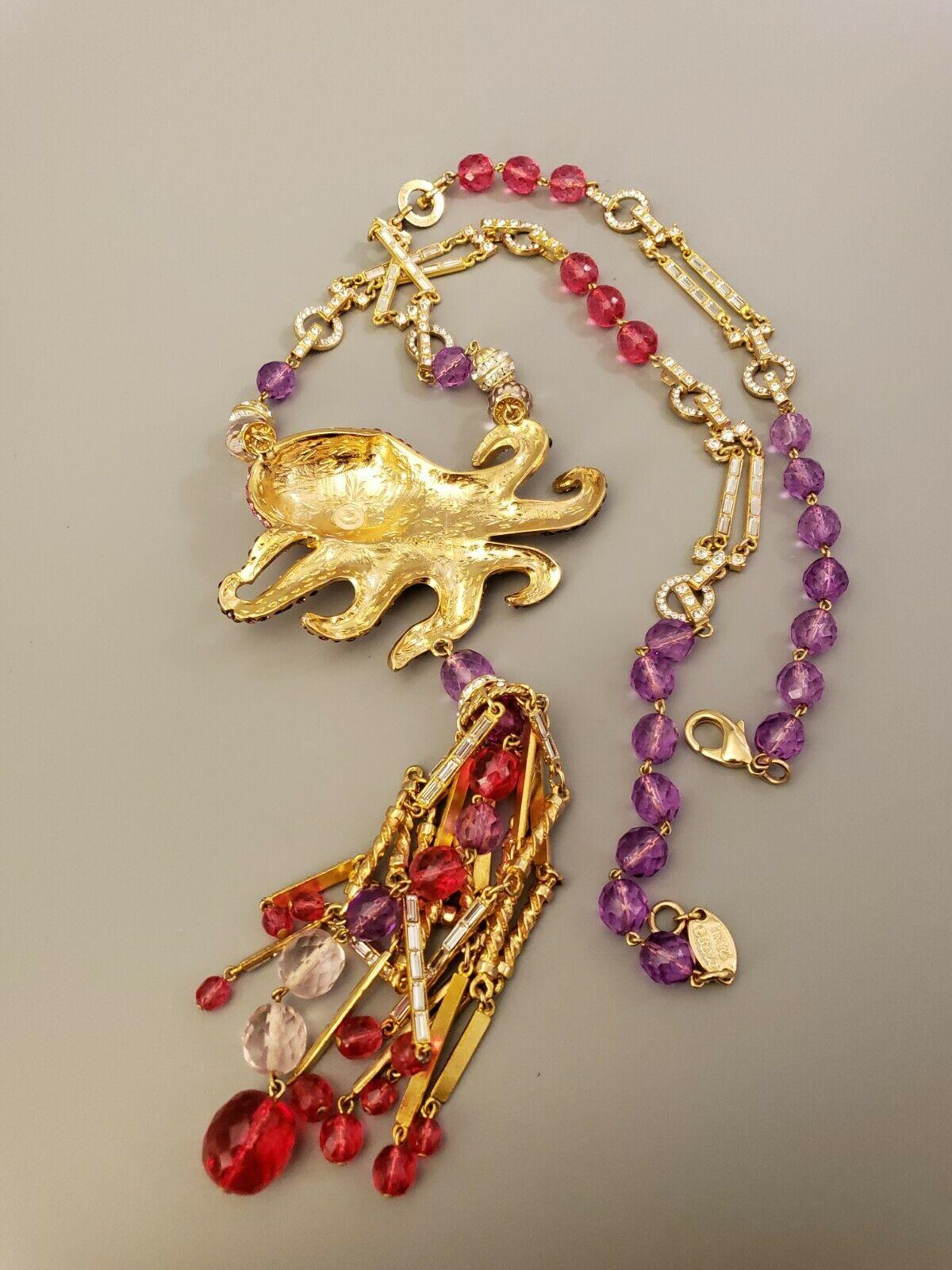 Designer Carlo Zini signierte Octopus Vintage Laufsteg Kristall-Halskette Italien im Angebot 2