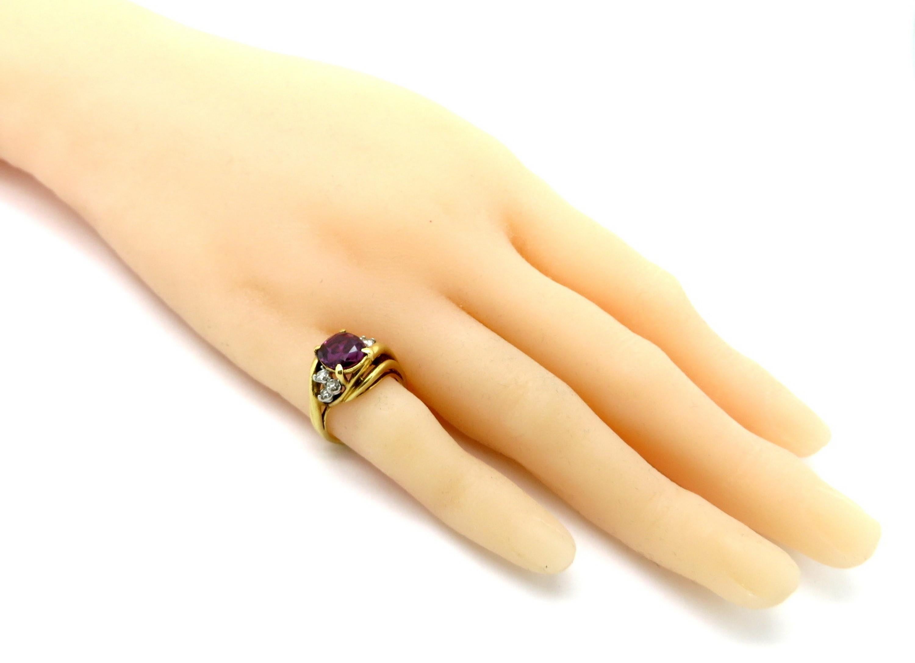 Cushion Cut Designer Cartier GIA Certified Purple Sapphire and Diamond 18 Karat Gold Ring For Sale