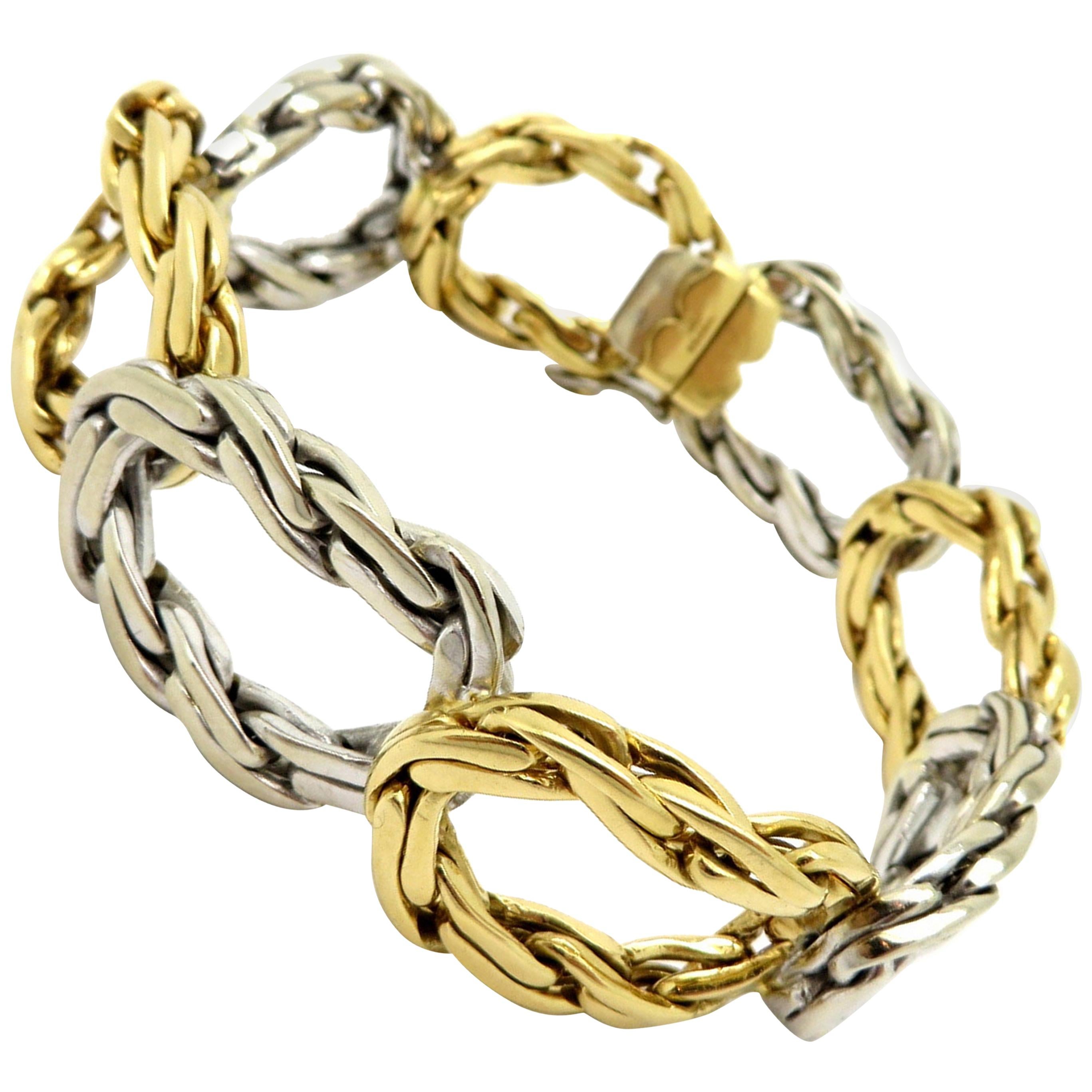 1960s Cartier TwoTone Gold Rope Twist Chain Bracelet with Box For Sale at 1stdibs
