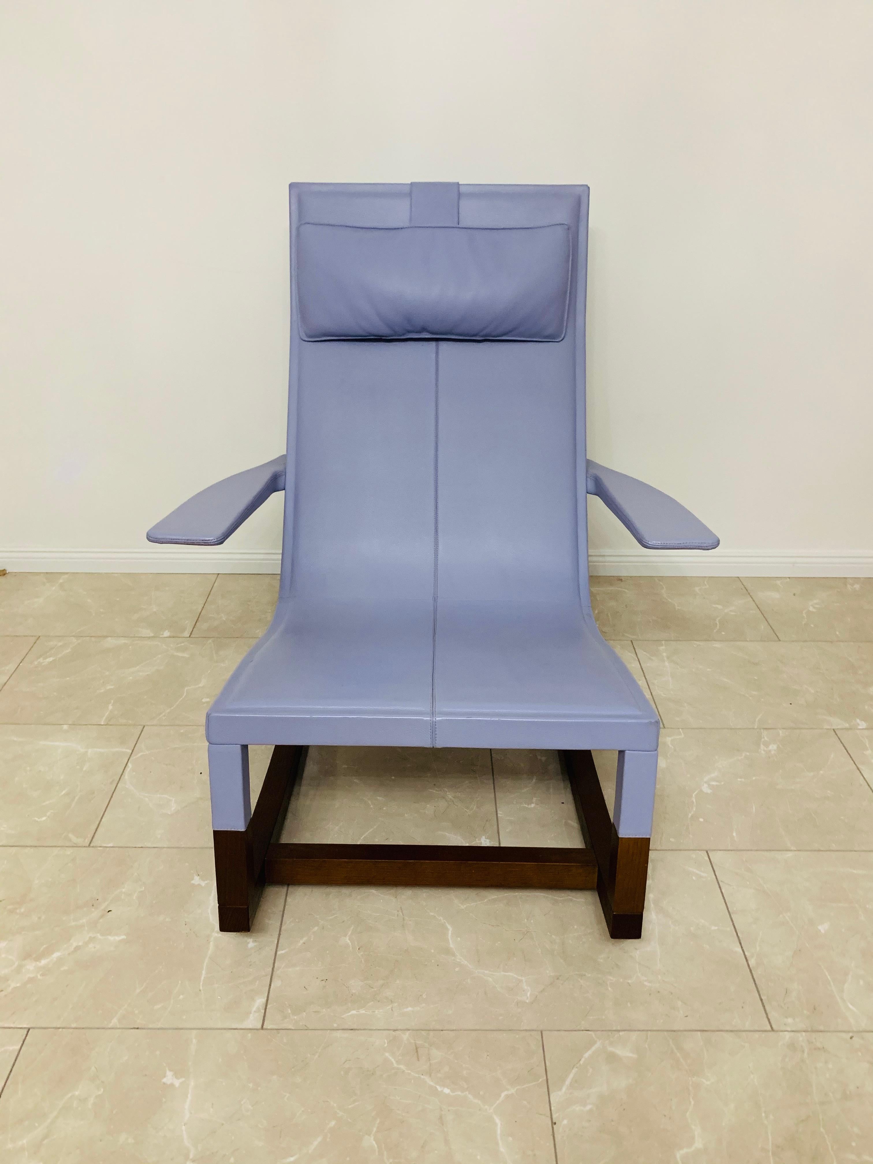 Italian exclusive original Designer Chair light blue leather Poltrona Frau Don'Do  For Sale