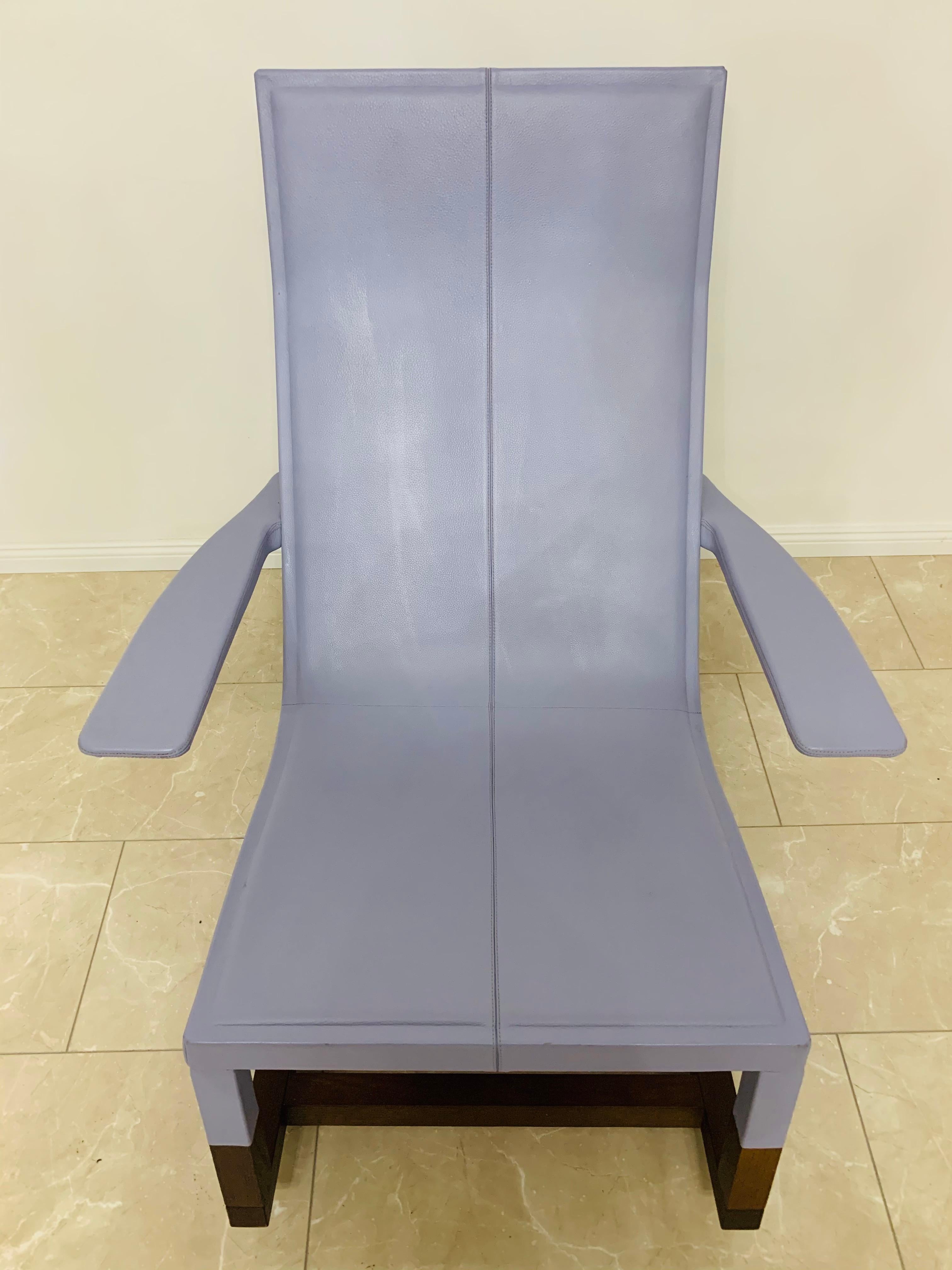 Leather exclusive original Designer Chair light blue leather Poltrona Frau Don'Do  For Sale