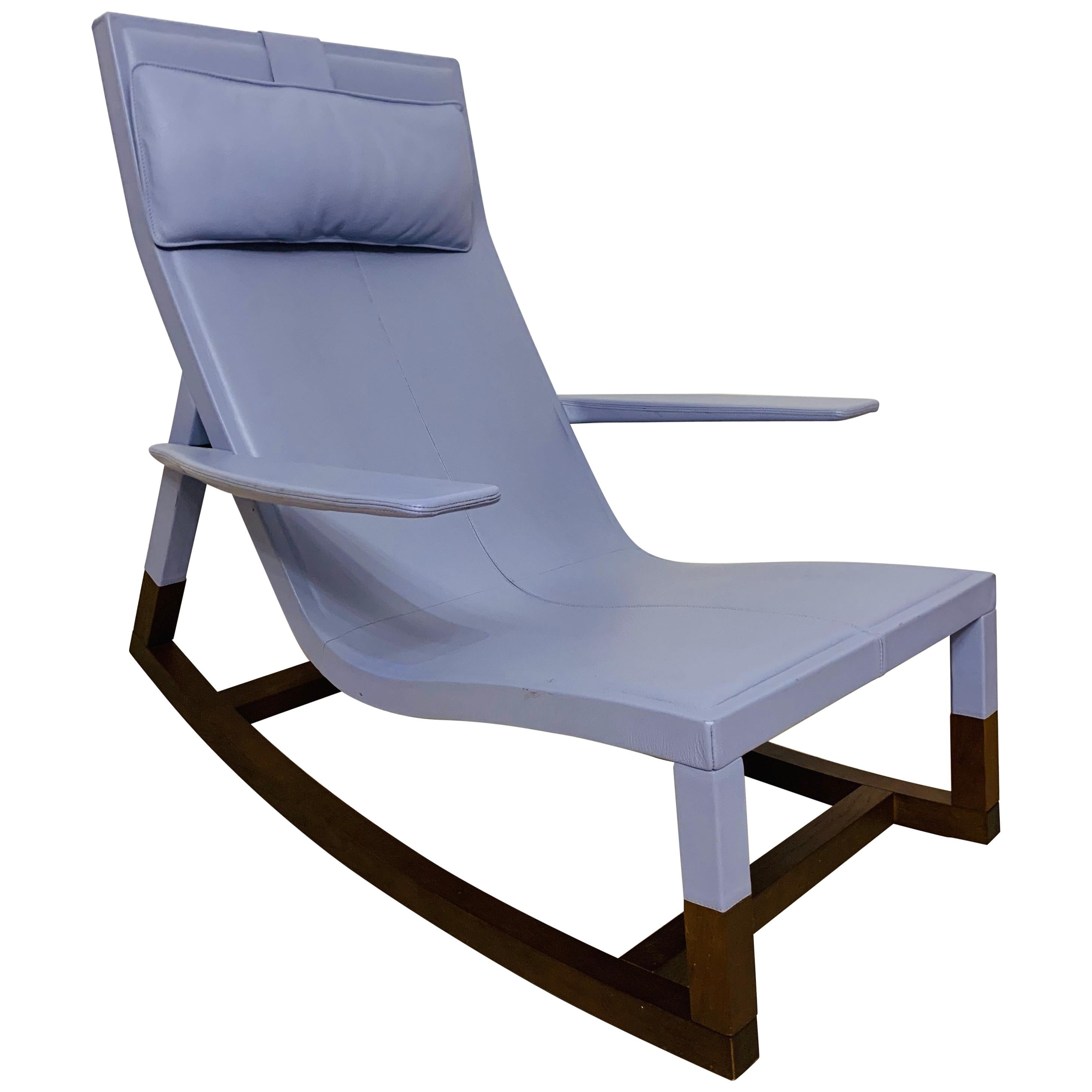 Exceptionnelle chaise de designer en cuir bleu clair Poltrona Frau Don''Do  en vente