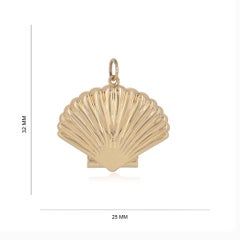 Designer Charm Solid 14k Yellow Gold Gold Large Shell Pendant Fine Jewelry