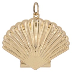 Designer Charm Solid 14k Yellow Gold Gold Large Shell Pendant Fine Jewelry