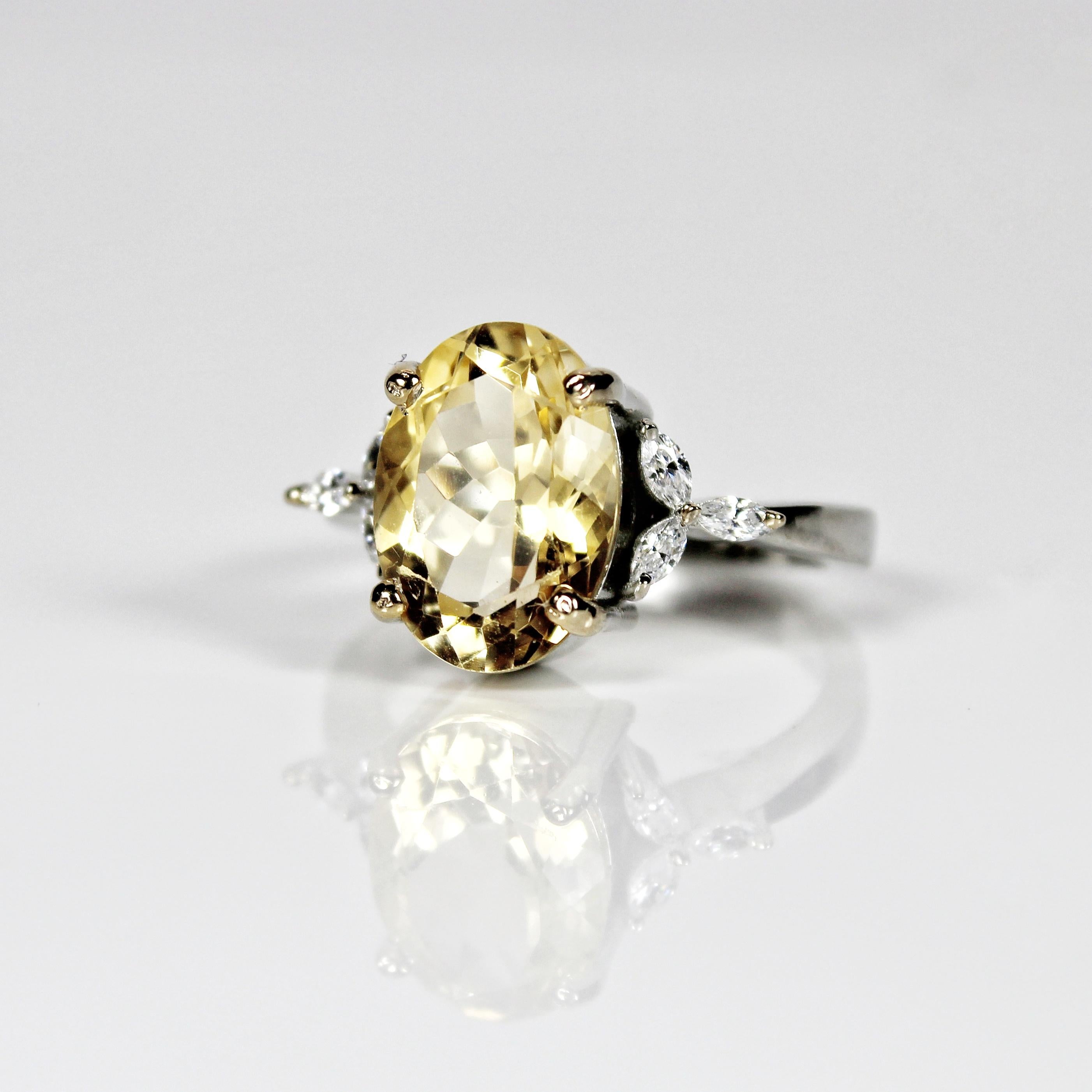 Oval Cut Designer Citrine Gemstone Ring For Sale