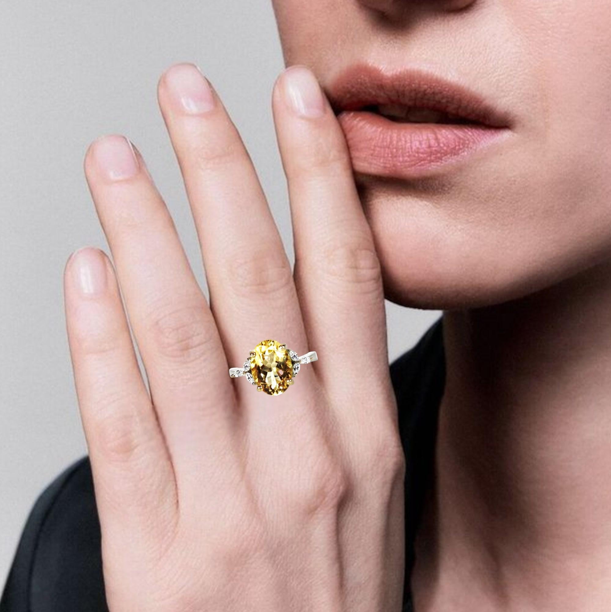 Bague en pierre précieuse Citrine Pour femmes en vente