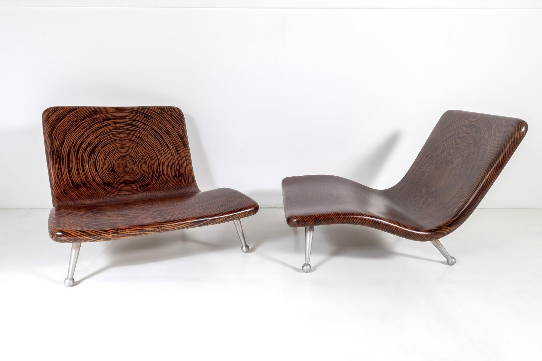 Organic Modern Designer Clayton Tugonon Coconut Lounge Chair and Table Set  By Snug For Sale