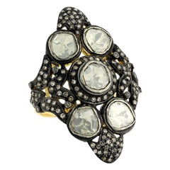 Cocktailring aus Silber und Gold mit Diamant im Rosenschliff