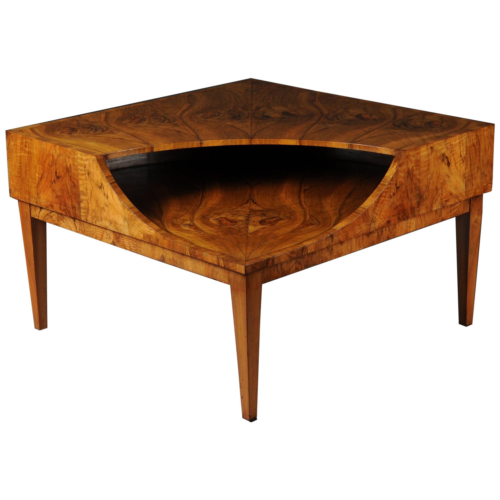 Designer Coffee Table/Corner Table/Lowboard Vintage 1960-1970 Walnut