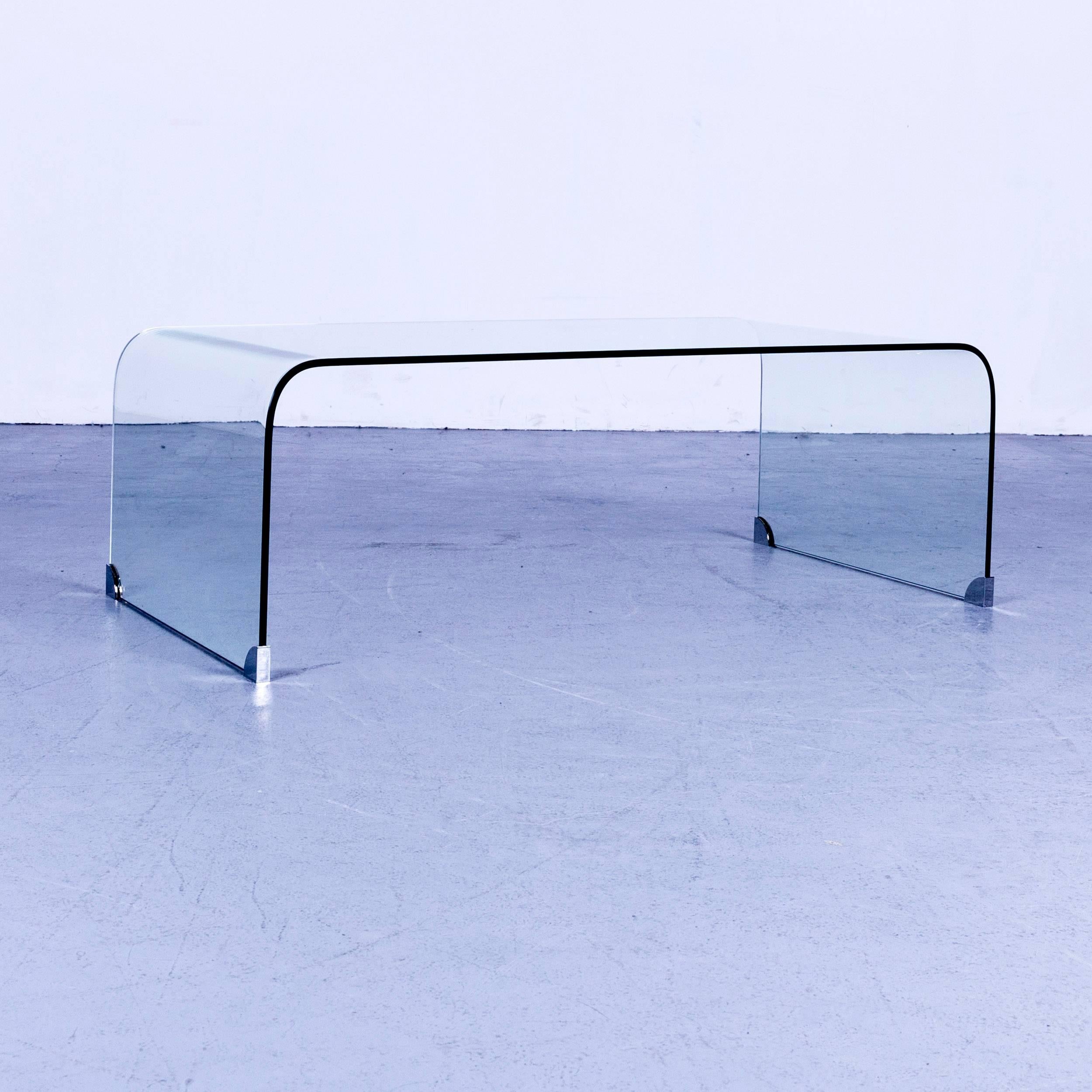 Modern Designer Coffee Table Glass with Metal Feet Rounded Corners