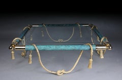 Designer Coffee Table in Brass and Gold with Glass in Hollywood Regency Style