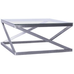 Designer Coffee Table Silver Table Glass Metal Frame Table