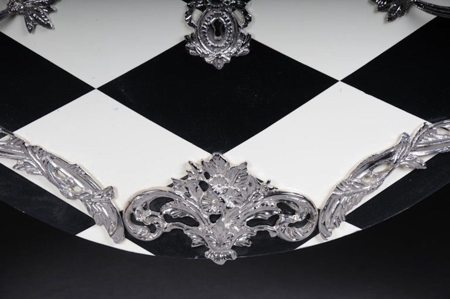 Designer Commode in Louis XV, Chessboard Pattern, Black and White For Sale 1