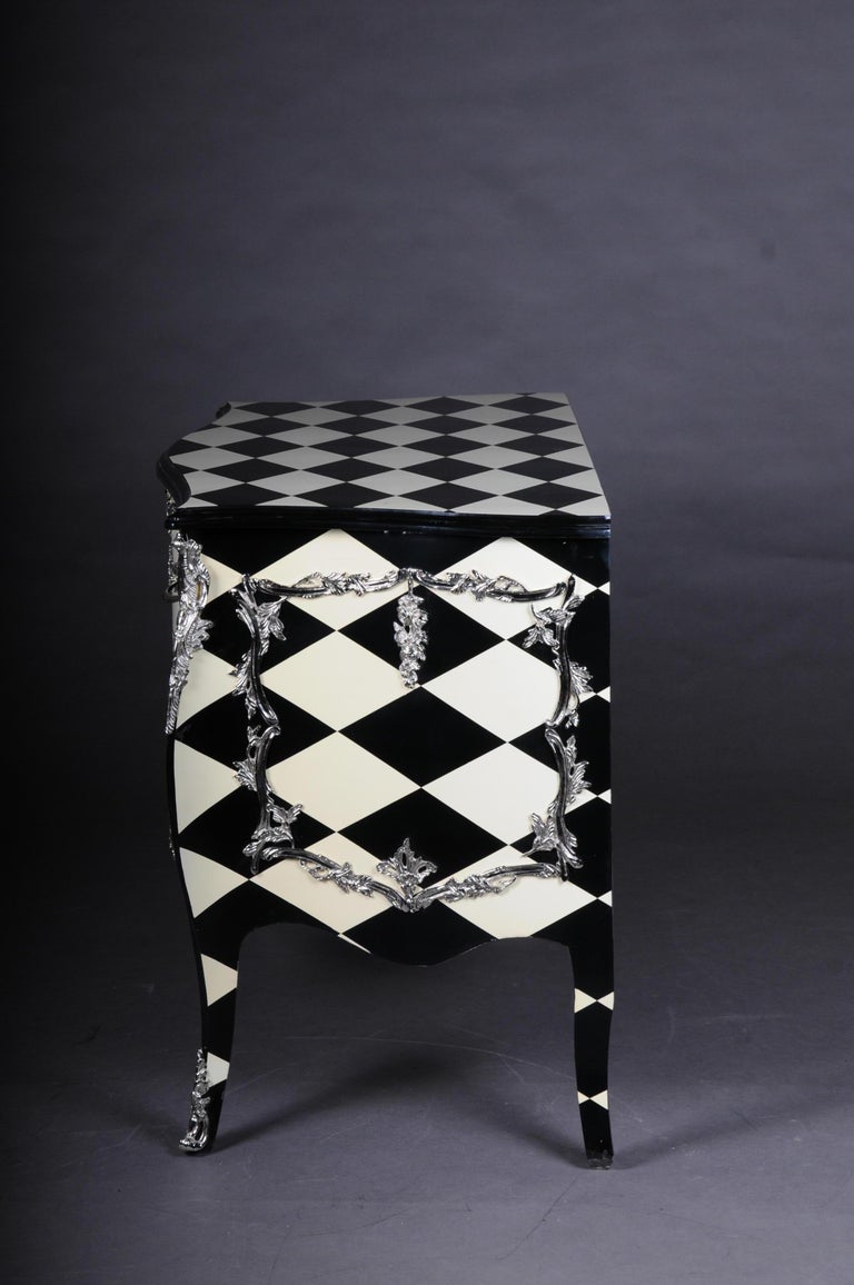 Designer Commode in Louis XV, Chessboard Pattern, Black and White For ...