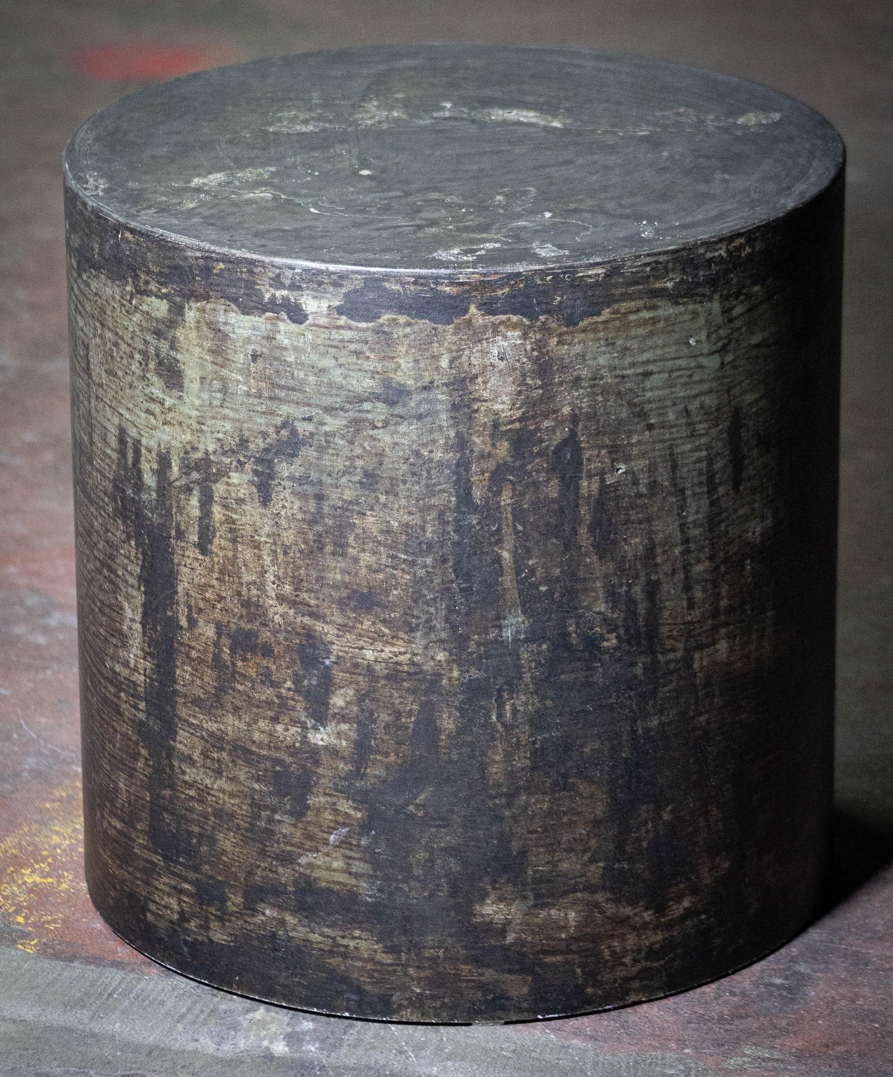 Other designer concrete drum line REFINE  scratched brown by Dylan Myers For Sale