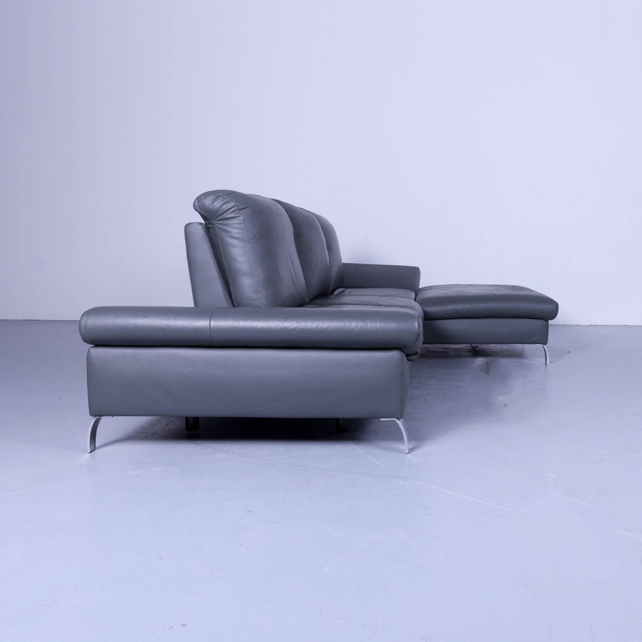 Designer Corner Sofa Leather Grey Function Couch Modern 2