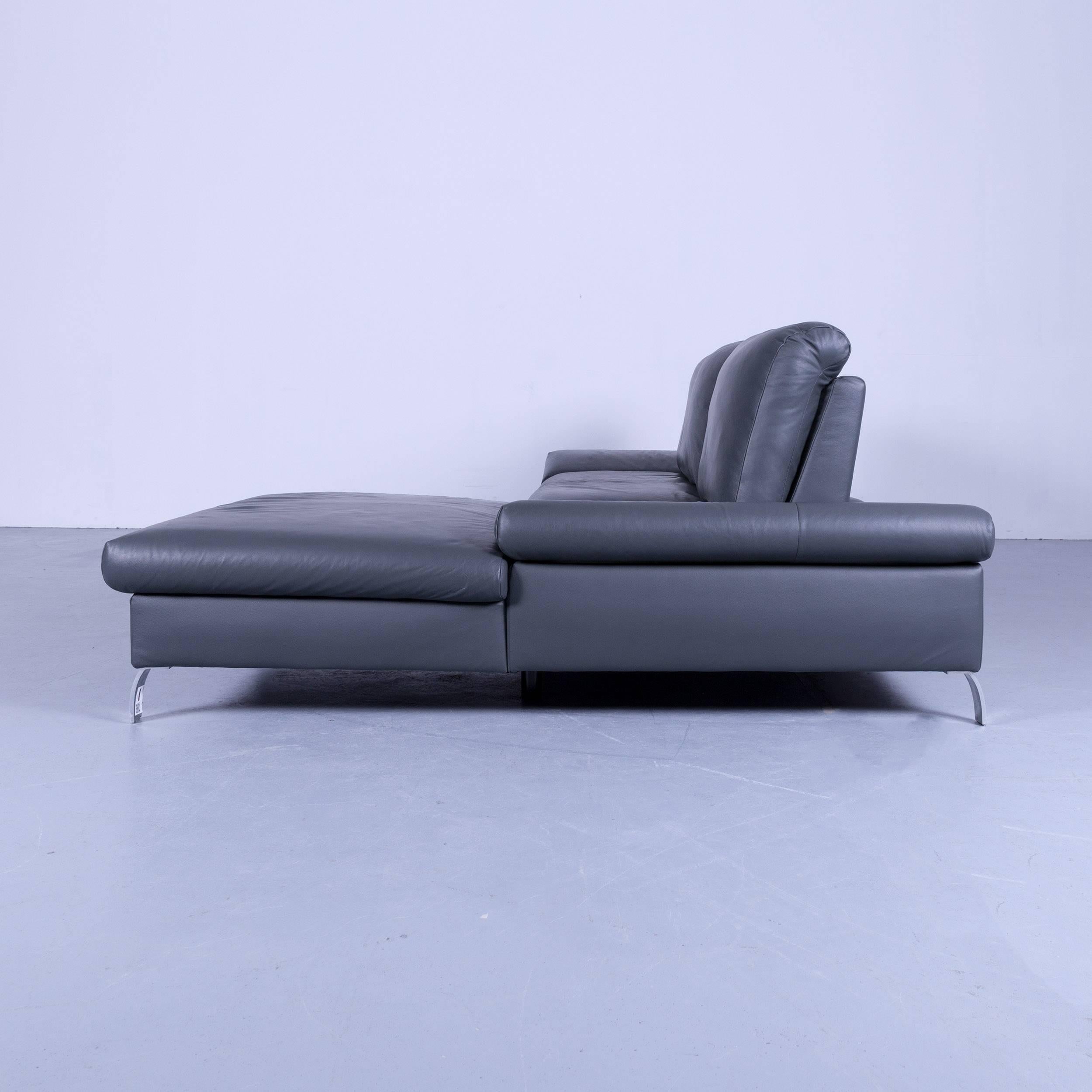 Designer Corner Sofa Leather Grey Function Couch Modern 4