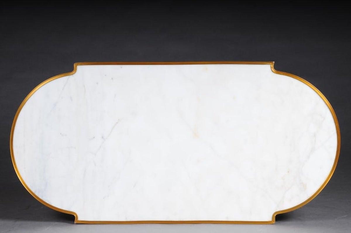 Designer Couch Table in Louis XVI Black, White Marble For Sale 3