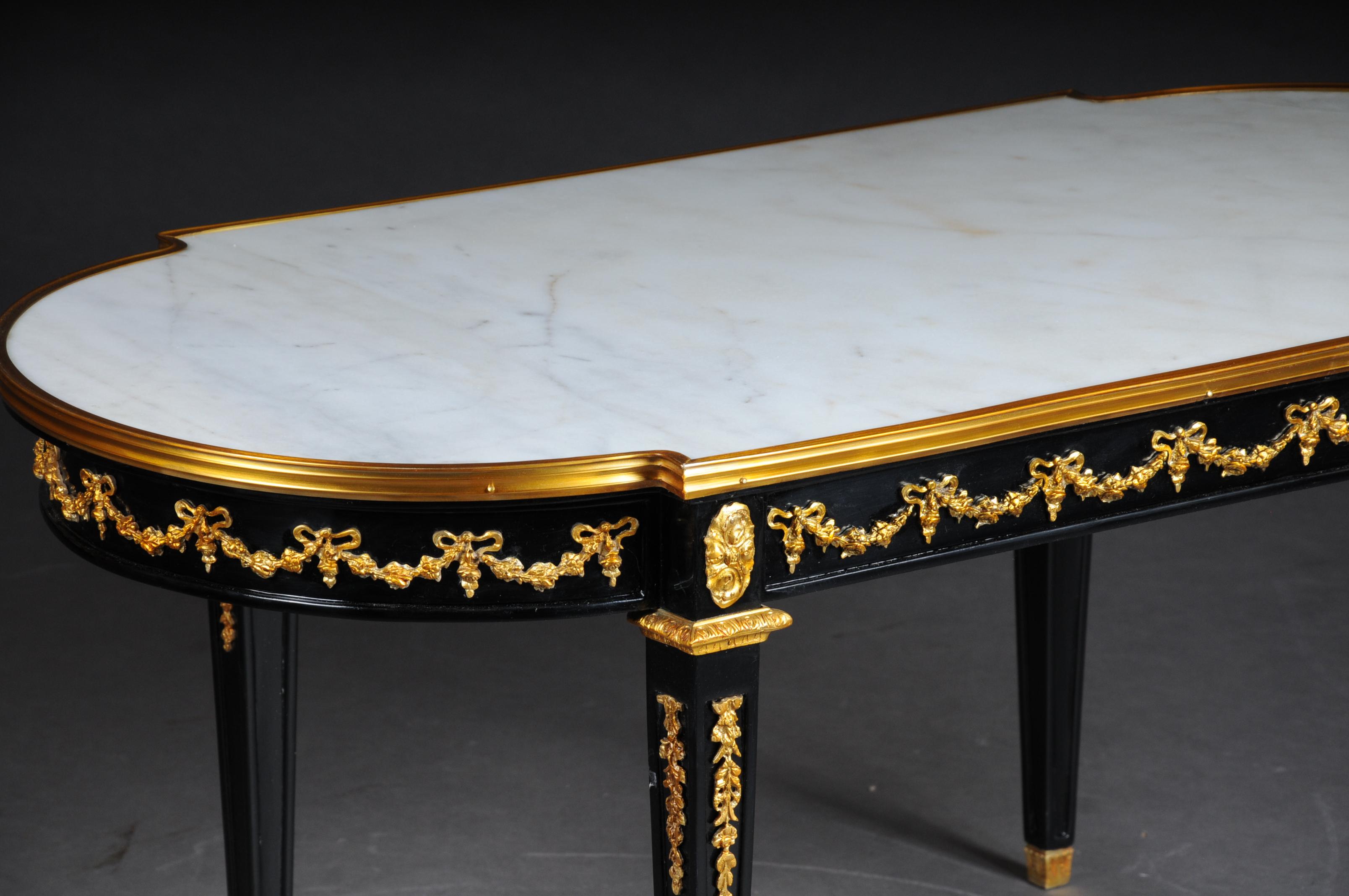 Designer Couch Table in Louis XVI Black, White Marble In Good Condition For Sale In Berlin, DE