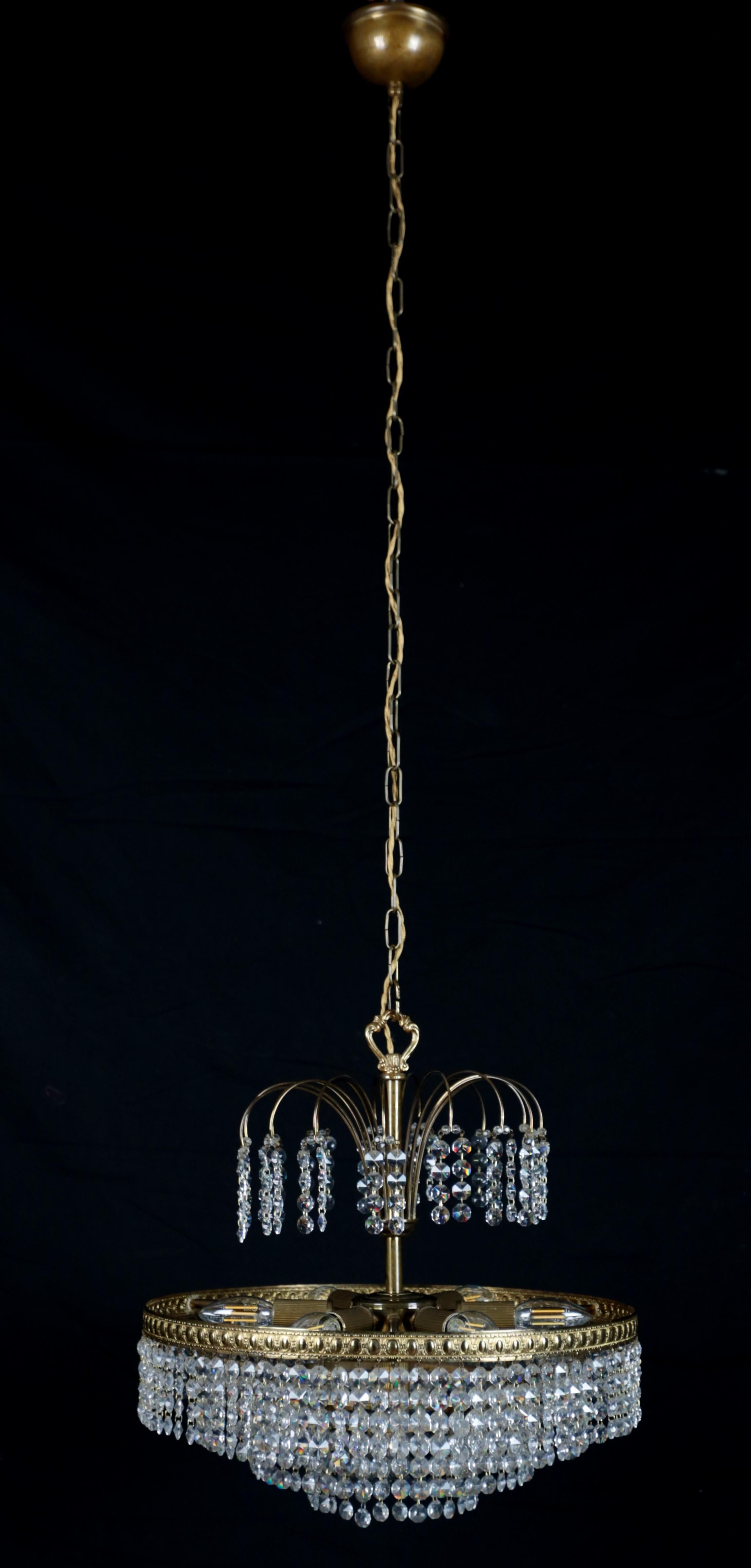 Belgian Designer crystal chandelier with cascading pendants For Sale