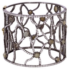 Designer Cuff Bracelet with Ice Diamonds & Pave Diamonds