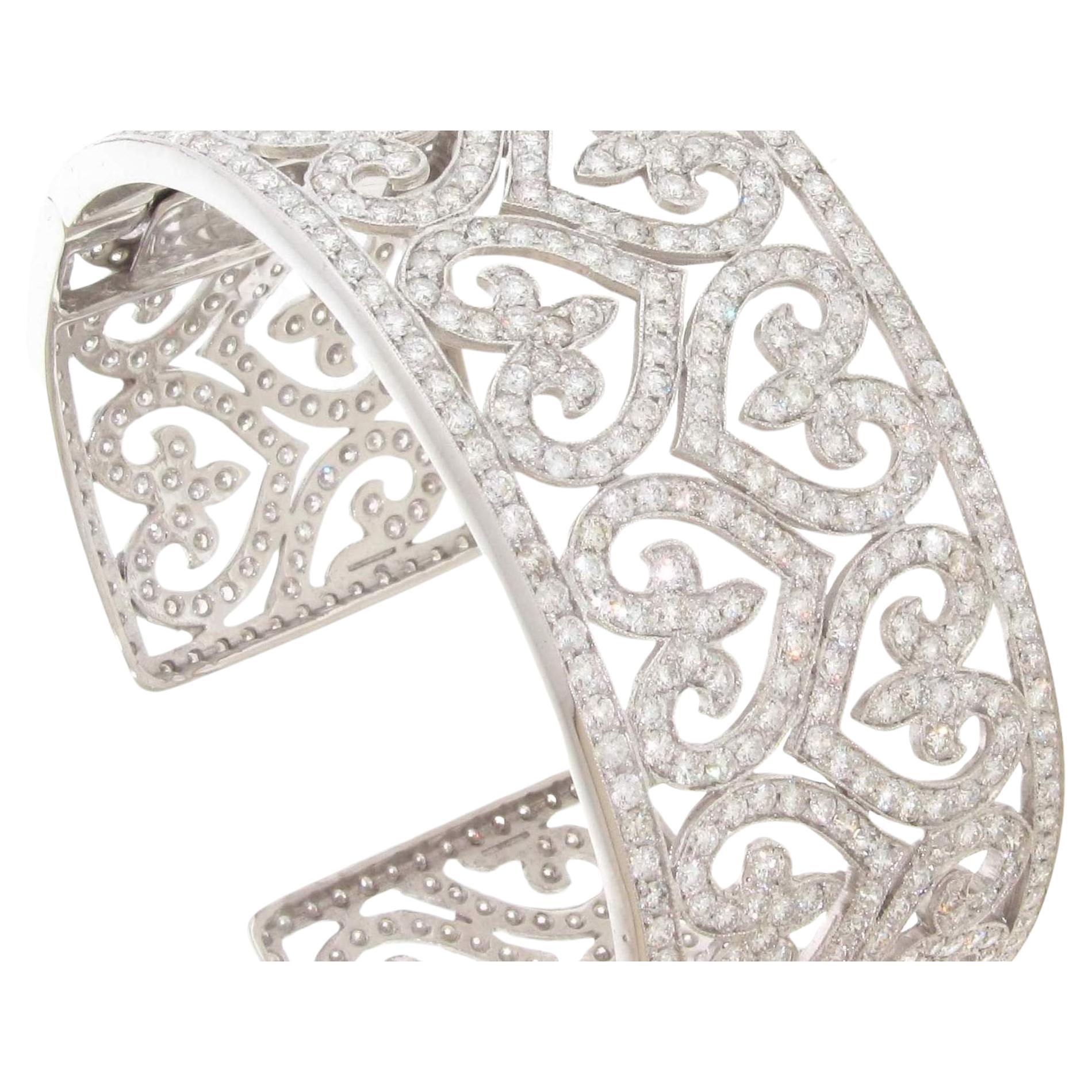 Designer Cuff Bracelet with Round Diamonds.  D6.55ct.t.w. For Sale