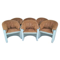 Designer Custom Leather Rolling Dining Gaming Chairs Set of 6