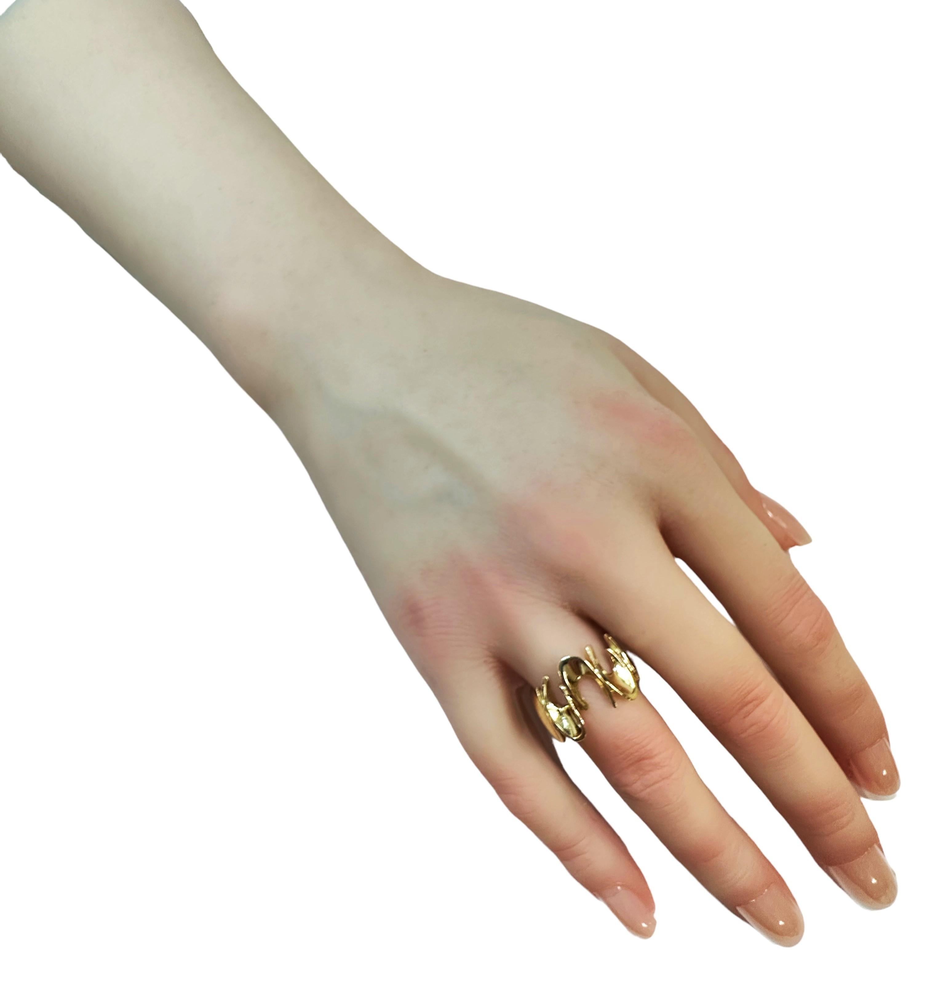 Designer Custom Made 14k Yellow Gold Modernist Brutalist Ring Size 6.75 8