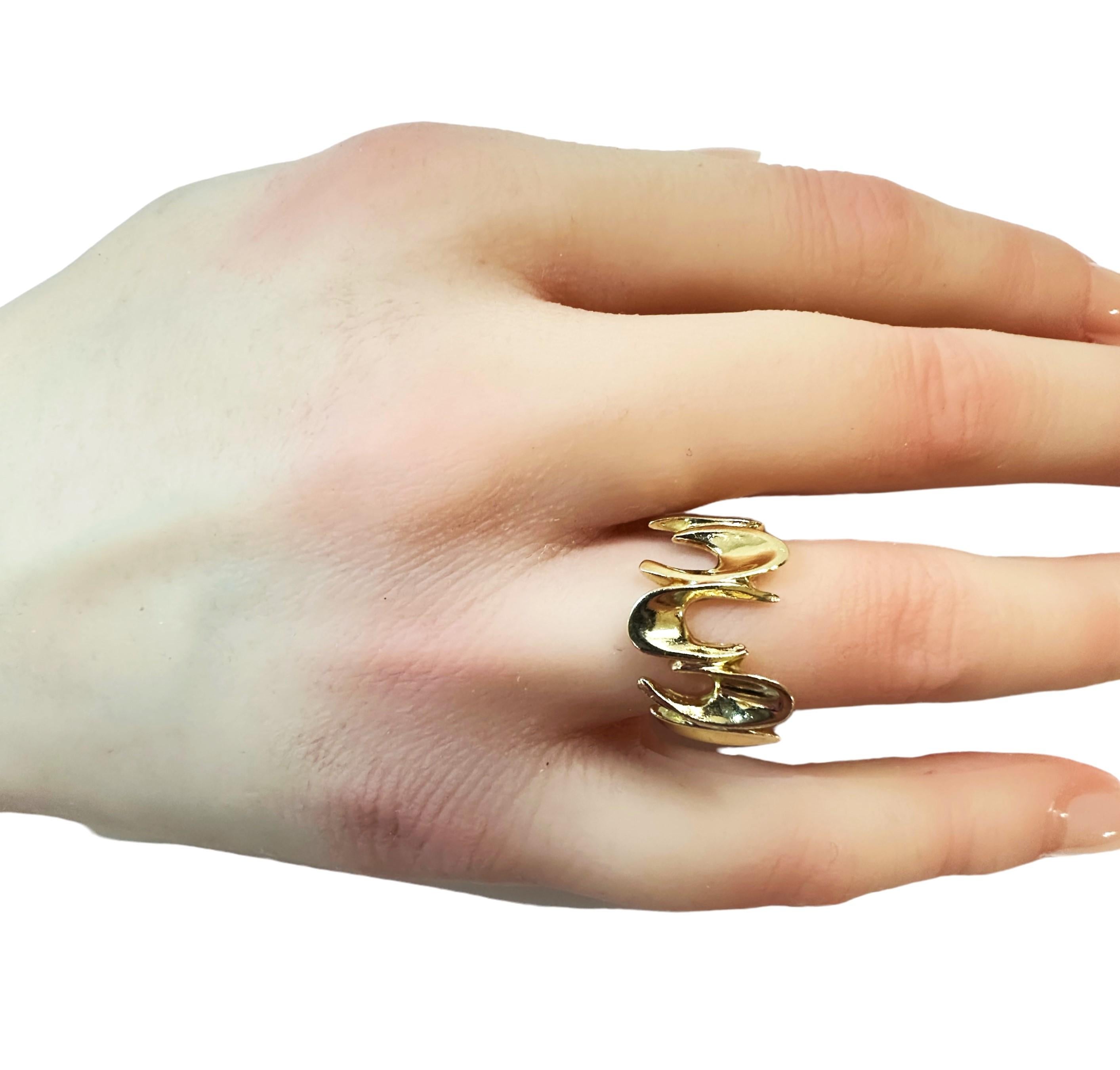 Designer Custom Made 14k Yellow Gold Modernist Brutalist Ring Size 6.75 9