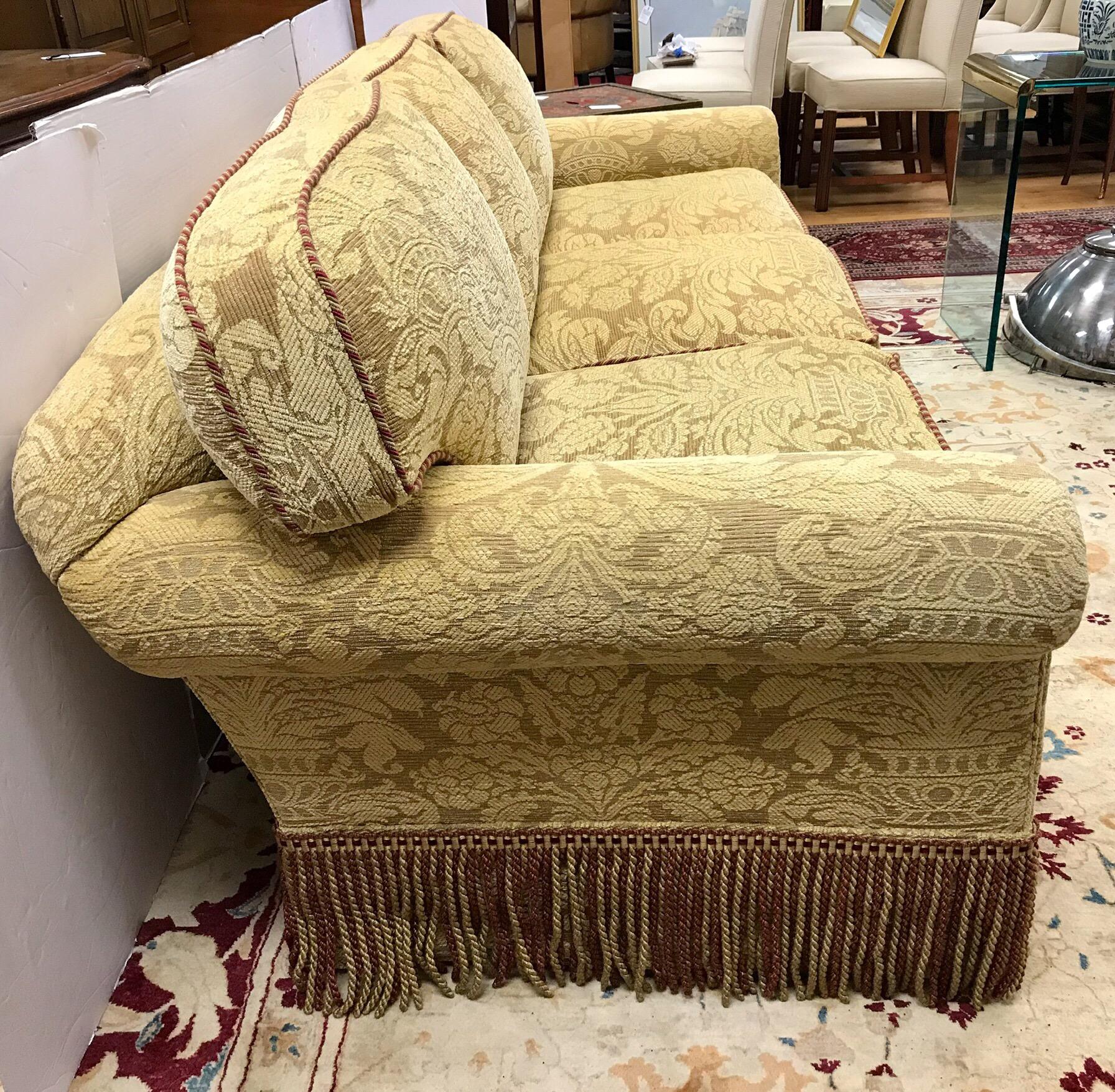 Designer Custom Sofa Upholstered in Brunschwig and Fils Fabric In Good Condition In West Hartford, CT