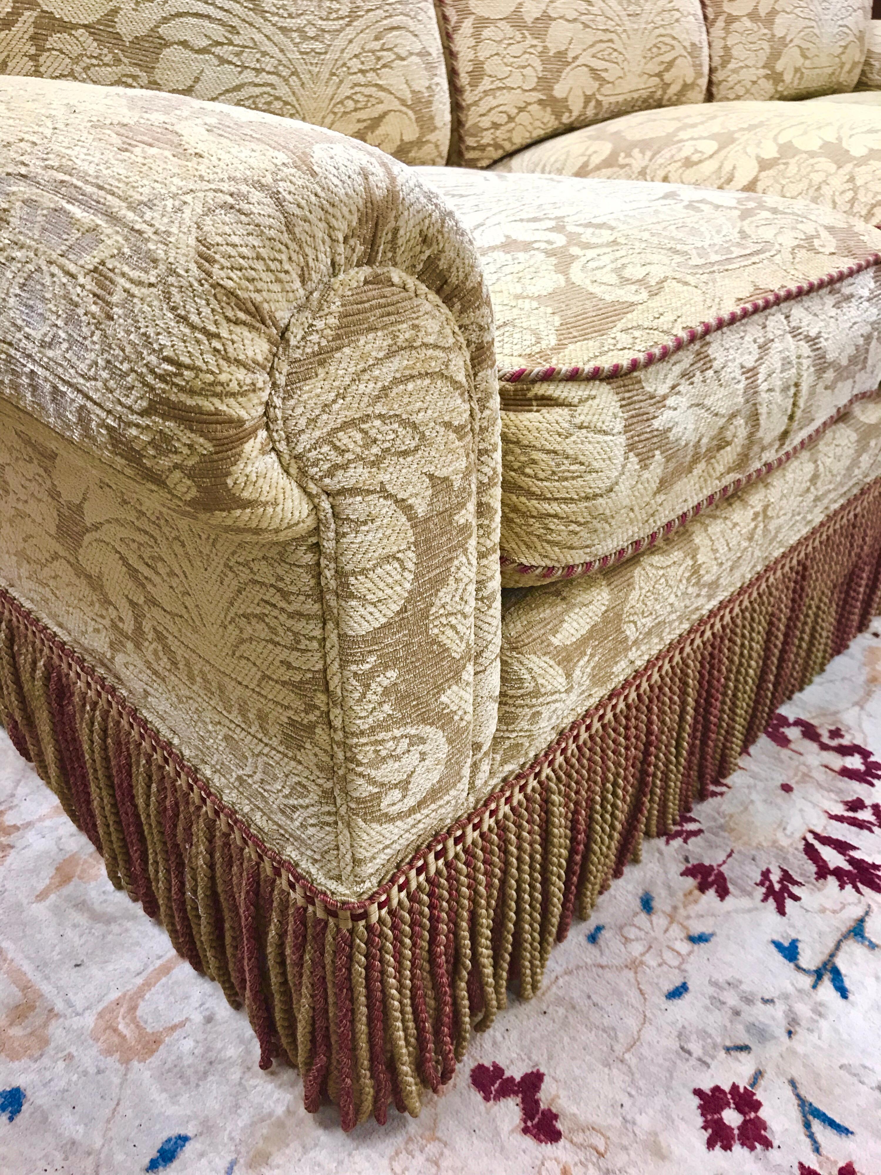 Contemporary Designer Custom Sofa Upholstered in Brunschwig and Fils Fabric