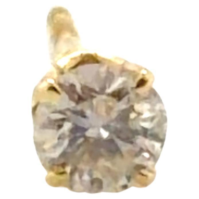 Designer Cut Diamond Single Stud Earring Mined .18ct 14K Yellow Gold Screwback