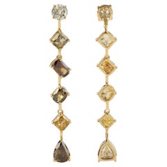Designer Dangle Diamond Earring in 18k Yellow Gold