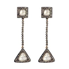 Orecchino con diamante Rosecut in oro 18k e argento