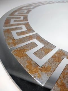 Designer David Marshall Mirror with Gilded Gold and Silver Greek Fret Design