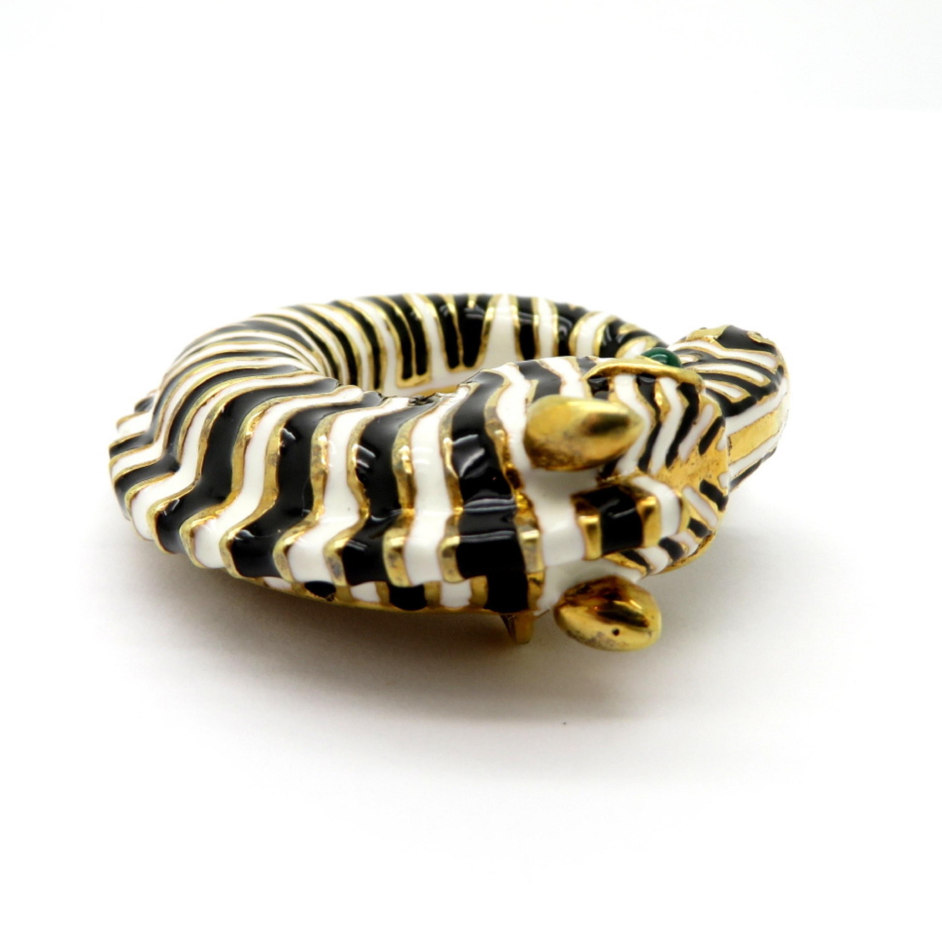 Women's or Men's Designer David Webb Zebra Enamel and 18 Karat Gold Pendant