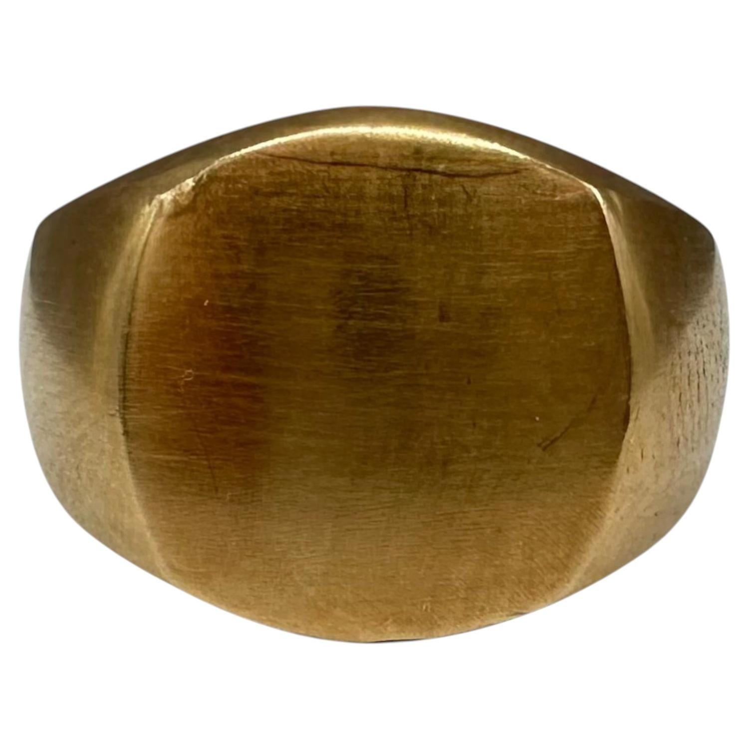 Bague à cachet de la marque David Yurman, en or jaune 18 carats, taille 5, avec pochette