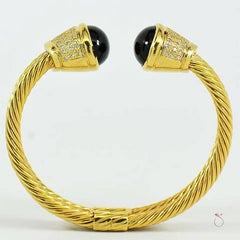 Designer Diamond Amethyst 18 Karat Yellow Gold Bangle Cuff Bracelet
