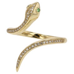 Bague serpent en diamant et grenat tsavorite de créateur